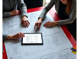 Équipe de planification discutant devant un plan d'événement détaillé