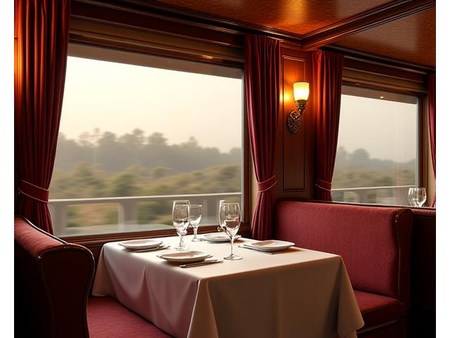 Wagon de train luxueux art déco, ambiance Orient Express