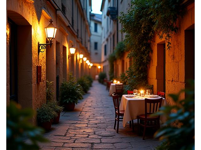 Dîner secret dans une ruelle de la vieille ville de Lyon, ambiance médiévale