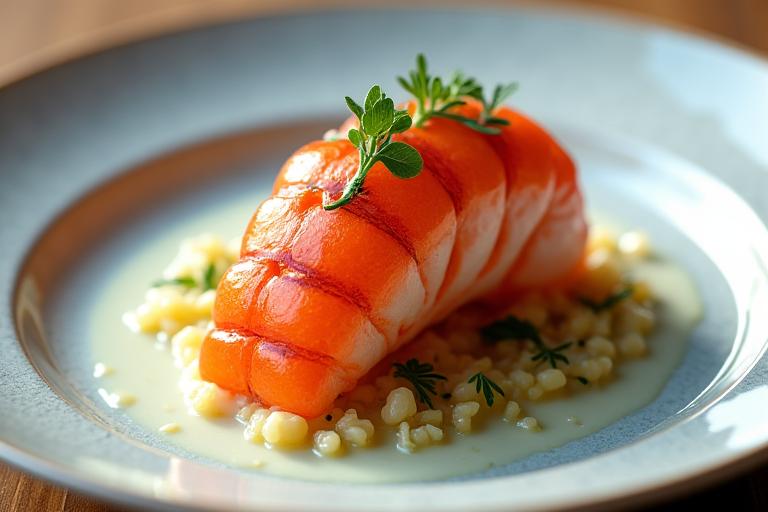 Homard Bleu Rôti, Émulsion Corail et Fenouil