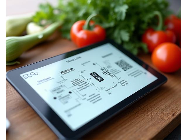 Tablette affichant un système de traçabilité numérique avec QR codes